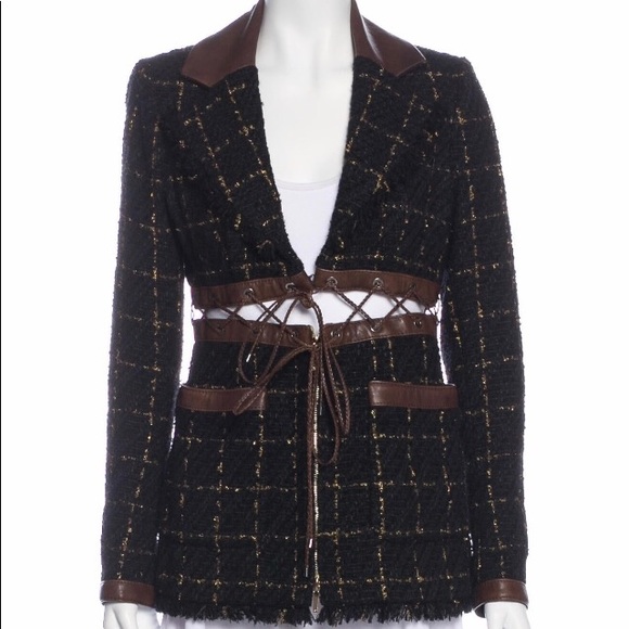 $$SOLD$$RARE $6700 CHANEL BLACK PLAID BLAZER JACKET FR42 - Picture 3 of 14